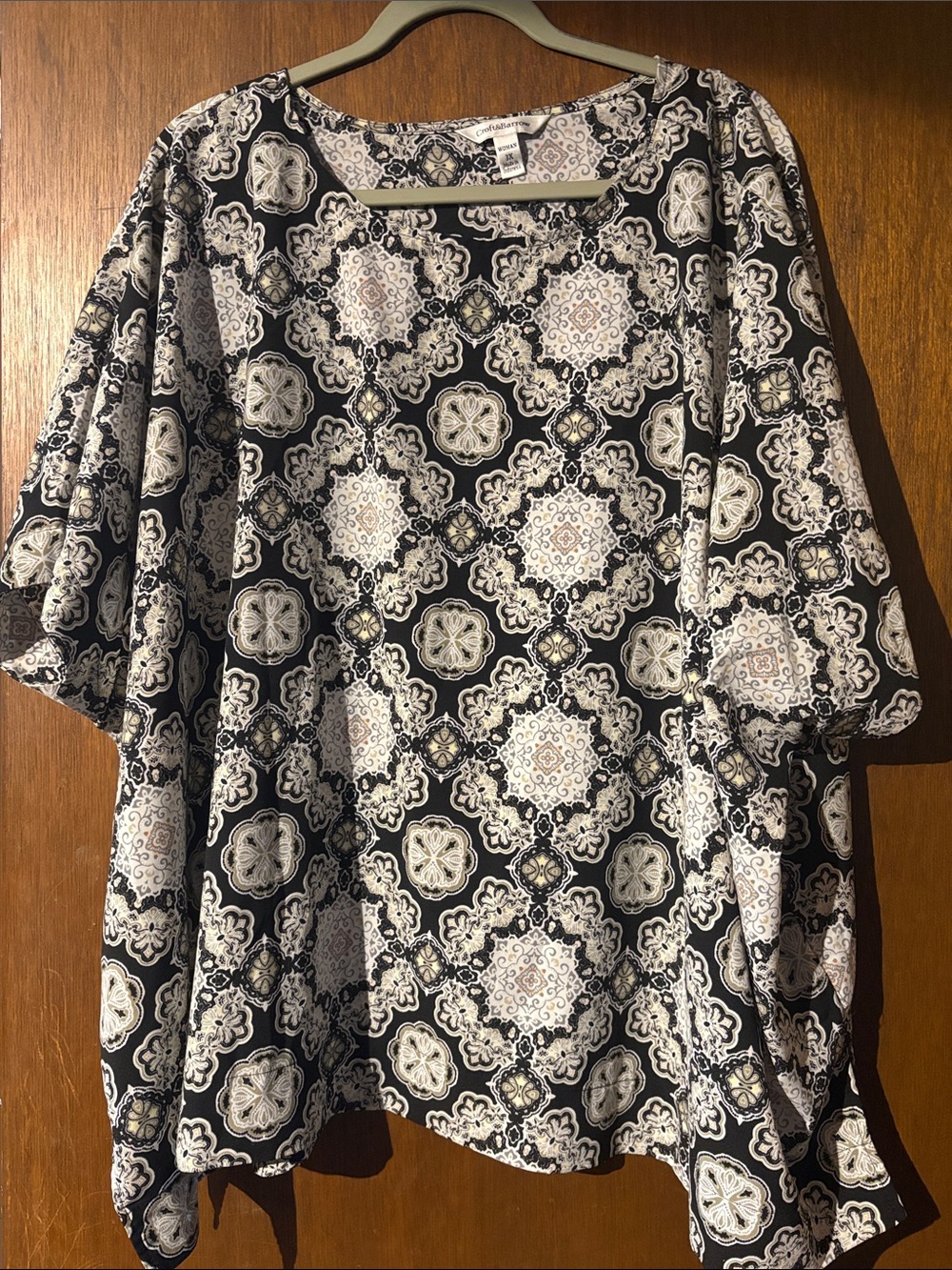 croft & barrow Black and Cream Patterned Tunic